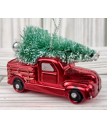 Mini Red Pickup Truck Christmas Tree Ornament Decor Miniature Decoration... - £6.29 GBP