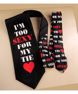 Mens Sexy tie - black brocade i&#39;m too sexy for my tie - groomsman gift -... - £43.80 GBP