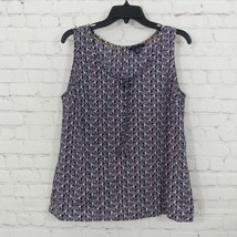 Tommy Hilfiger Top Womens Large Blue Sleeveless Tea Party Garden Preppy Southern - £8.85 GBP
