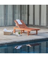 Outdoor Wood Folding Sunbathing Chaise Lounge - Teak - £259.89 GBP
