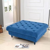 Square Upholstered Ottoman Linen Footrest Stool Cocktail Ottoman Coffee ... - £460.81 GBP