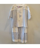 Vintage Mercedes Adrienne Co Embroidered Blouse &amp; Skirt Linen 90% White ... - $39.99