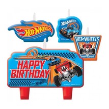 Hot Wheels  Birthday Party Candle Set 4 Piece Molded Cake Topper New - £5.23 GBP