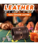 Leather Dice Cup Set Felt Lining Quiet Shaker with 5 Dices For Farkle Game - £30.53 GBP
