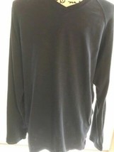 Mens Calvin Klein Blue Pullover V-Neck Soft Cotton Shirt Large Ribbed SK... - $6.88