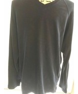 Mens Calvin Klein Blue Pullover V-Neck Soft Cotton Shirt Large Ribbed SK... - $6.88