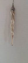 Victorian Twisted Icicle Teardrop Mercury Glass Christmas Ornament Mica Snow 6&quot; - £27.75 GBP