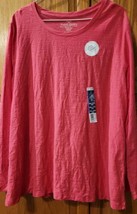 NWT LADY&#39;S FADED GLORY  PEACHY PINK COLORED SCOOP-NECK LONG SLEEVE T&#39; SHIRT - £5.95 GBP