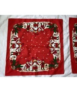 VTG 2x Print Tablecloth 30x30 Swedish Tomte Nisse Red Linen Cotton Vibra... - $40.54 CAD