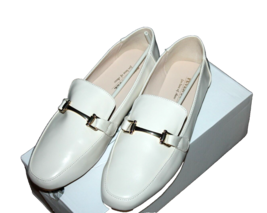 Fever Sole Ivory Faux Patent Leather Flats Gold Metal Women&#39;s Shoes Size... - $27.00