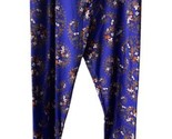 Lularoe Orange Blue Black Floral Print Leggings Pants Size Tall &amp; Curvy - £8.15 GBP