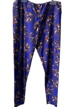 Lularoe Orange Blue Black Floral Print Leggings Pants Size Tall &amp; Curvy - £7.97 GBP