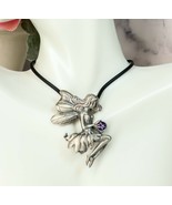 Ebros Enchanted Fairy Holding Purple Gem Medallion Necklace Accessory Je... - £11.94 GBP