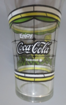 Enjoy Coca Cola Green, Yellow, &amp; White Glass With Yellow Roses 14oz - $3.47