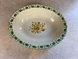 Mintons England Vintage Green Leaf Border With Yellow Butter Cup Oval Bowl - £13.36 GBP