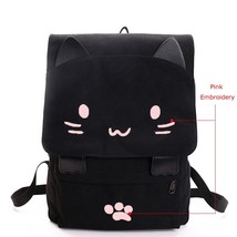 Cute Canvas Backpack Cartoon Cat Embroidery School Bag For Teenage Girls Backpac - £35.71 GBP