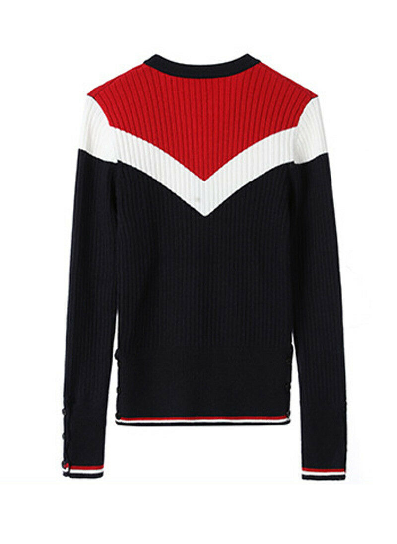 Women's Long Sleeve Button Front Sporty Colour-block Fitted Cardigan AUS STOCK Item image 3