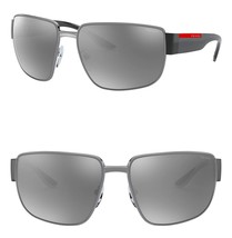 PRADA 56V Linea Rossa Sport Gray Silver Mirrored Sunglasses Pilot PS56VS - $282.15