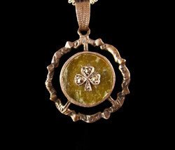 Vintage Irish Necklace - sterling shamrock - Blarney stone - Marcasite clover -  - £131.72 GBP