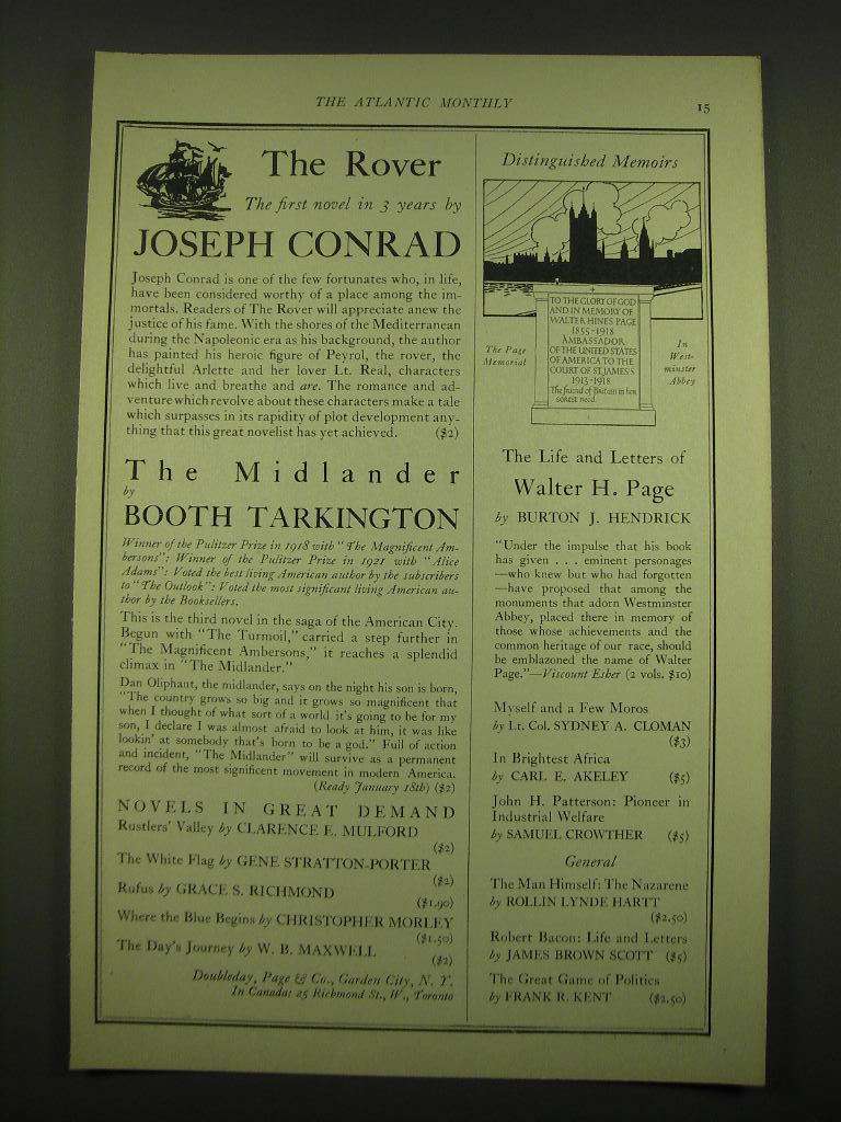 1924 Doubleday, Page & Co. Ad - The Rover by Joseph Conrad - $18.49