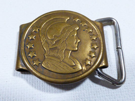 Vintage Brass metal Belt Buckle dress accessory Roman Coin design - £18.99 GBP
