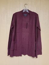 Ambiance Apparel Sweater Cardigan Burgundy with Pockets Size Large - £16.76 GBP