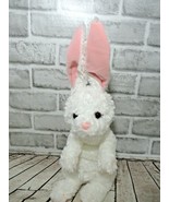  GUND plush white bunny rabbit pink ears paws sitting up textured swirle... - £7.76 GBP