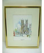 Framed Kenneth A. Bromley Watercolor Print Westminster Abbey 4.5&quot; x 6.5&quot; - $29.99