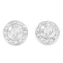 Exquisite 14k White Gold Round Cut Diamond Earrings Crafted to Dazzle - £479.57 GBP