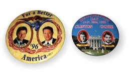 Bill Clinton &amp; Al Gore Vintage 1990’s Political Pin Pinback Buttons Set Of 2 - £5.34 GBP