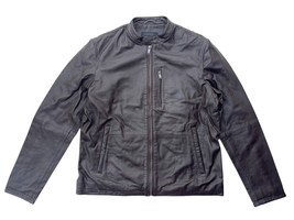 New John Varvatos Mens L Dark Brown Racer Moto Genuine Sheep Leather Jac... - $369.00