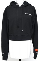 HERON PRESTO  Sweatshirt Black Cropped Sweater Hooded Long Sleeve Drawstring M - £336.28 GBP