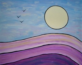 Painting Lavender Fields Landscape Original Signed Art Sun Crops By Carla Dancey - £20.22 GBP