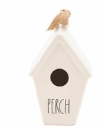 Rae Dunn Ceramic Birdhouse Perch Tapered Burlap Ribbon - £10.89 GBP