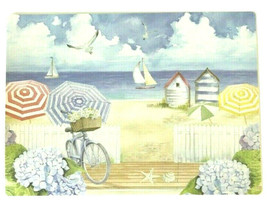 Umbrellas Bike Sailboats Cabanas Vinyl Placemats Set of 4 Beach House Fo... - $36.14