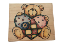 Rubber Stampede Rubber Stamp Ted E. Bear Teddy Quilted Heart Love Friendship - £3.89 GBP