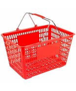 Red Plastic Shopping Basket with Strong Metal Handles- 1 Basket - $23.99