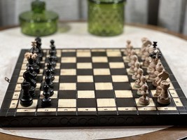 NEW Large Handmade Wooden Chess set 14 inch Handmade board vintage piece... - $69.30