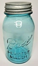 1923-1933 Blue Ball Perfect Canning Jar w/ Ceramic Zinc Lid Mold 2 7" x 4" U79/3 - $29.99