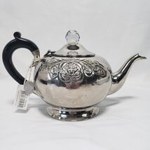 Lisbeth Dahl Copenhagen Teapot Vtg Round Chrome Embossed Edwardian Style... - $76.69 CAD