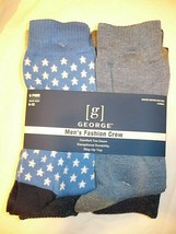 George Men&#39;s Fashion Novelty Crew Socks 6 Pair Shoe Size 6-12  Americana... - £13.39 GBP
