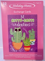 Holiday Home KITTI-CACTI Valentines with Coordinating Stickers - 32 Pack NEW - £3.14 GBP