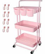 Piowio 3 Tier Utility Rolling Cart Multifunction Organizer Shelf Storage... - $51.95