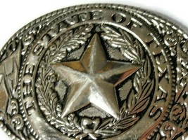 The State Of Texas Belt Buckle Texas Star Silver Tone Western Design Wreath - £27.92 GBP