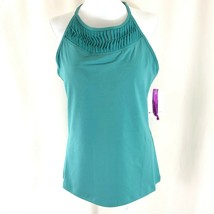 Soybu Womens Paschi Tank Top Built In Bra Pleated Sleeveless Teal Blue Size L - £15.21 GBP