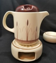 Vtg Waechtersbach Teapot With Warmer &amp; Stand West Germany Cattails Reeds Typha - £52.59 GBP