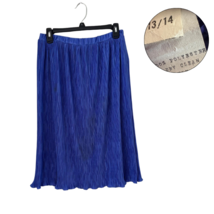 Vintage Blue Pleated Midi Skirt Size 13/14 Elastic Waist - $274.36 MXN