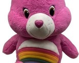Just Play Care Bear Plush 2015 Rainbow Cheer Bear Pink White 21&quot; - $13.69