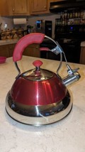 Member&#39;s Mark 2.7 Qt Red Tea Kettle. Full Size, 304 Stainless Steel, Whistling. - £23.72 GBP