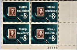 U S Stamp, Stamp Collecting, 8 Cent Stamp,  Plate Block of 4 Stamp, 1972 - £1.60 GBP